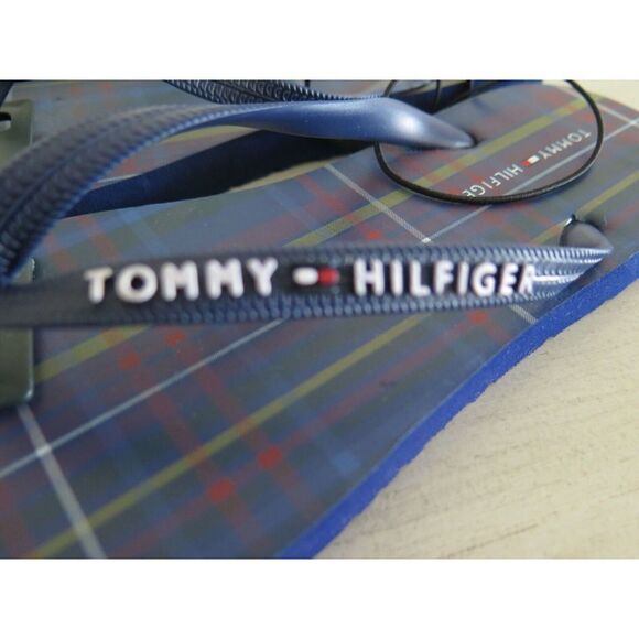 Tommy Hilfiger Women's Size 5 Dark Blue Plaid Thong Rubber Flip Flop Sandals - Picture 7 of 9